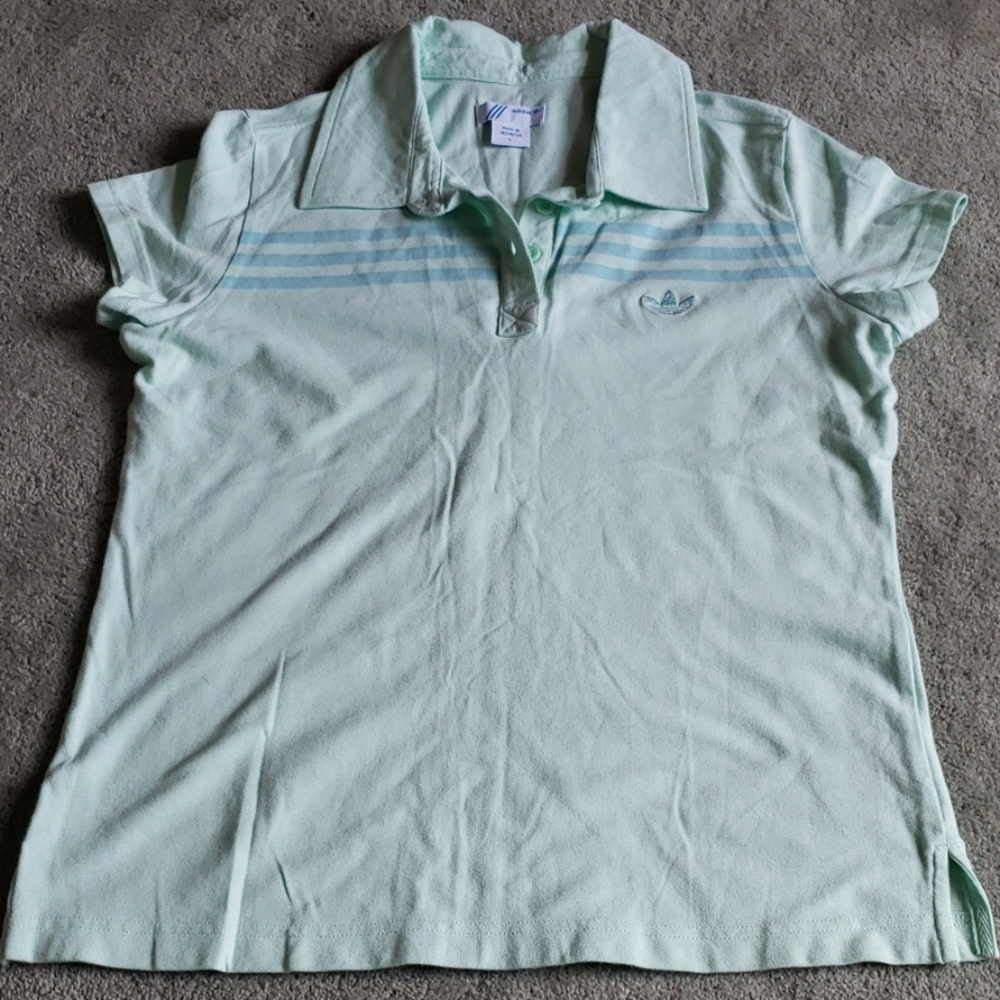 Adidas Sz L mint green polo shirt